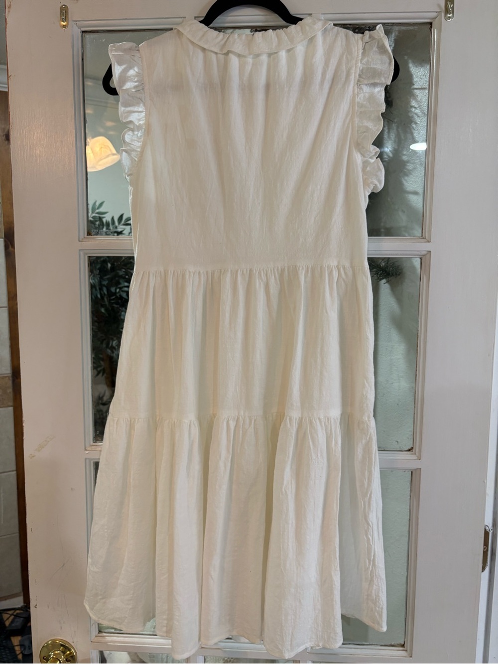 Ces Femme Tiered Ruffle Sleeve Dress | Size Small | White Cotton | Lined | NWOT - Picture 4 of 15